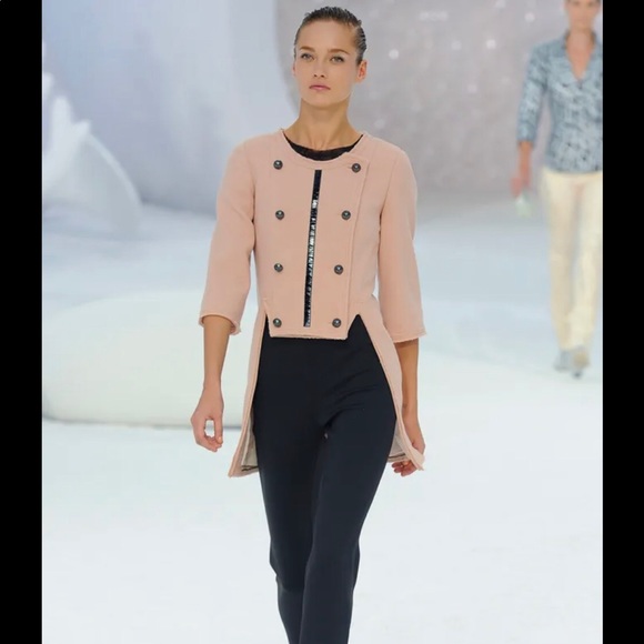 Chanel 2012 Spring Runway Hi-Lo Pink wool Jacket 38